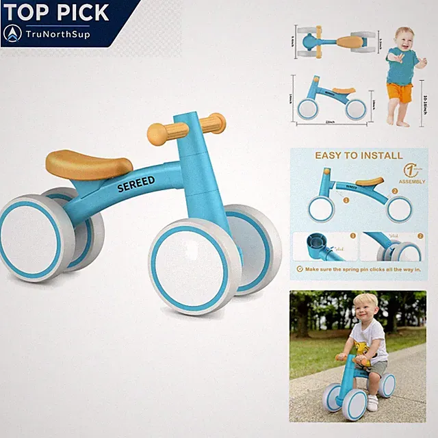 Baby Balance Bike For 1 Old Girls Boys 12-24 Toddler First Bike 4 Wheels