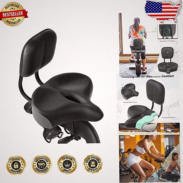Comfort Bike Saddle w/ Adjustable Backrest, 11.5"x9.5" Memory Foam, Trike Seat