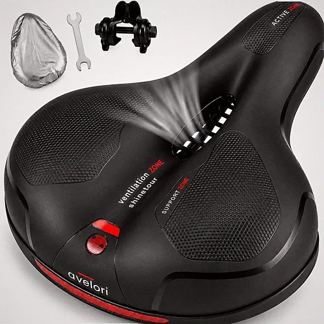 Comfort Bike Seat Dual Shock Absorbing Balls Memory Foam Wide Saddle Replacem...