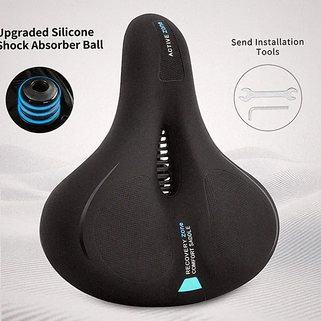 Comfort Wide Bicycle Seat Soft Gel Cruiser Bike Saddle E-bike Air Cushion Pad