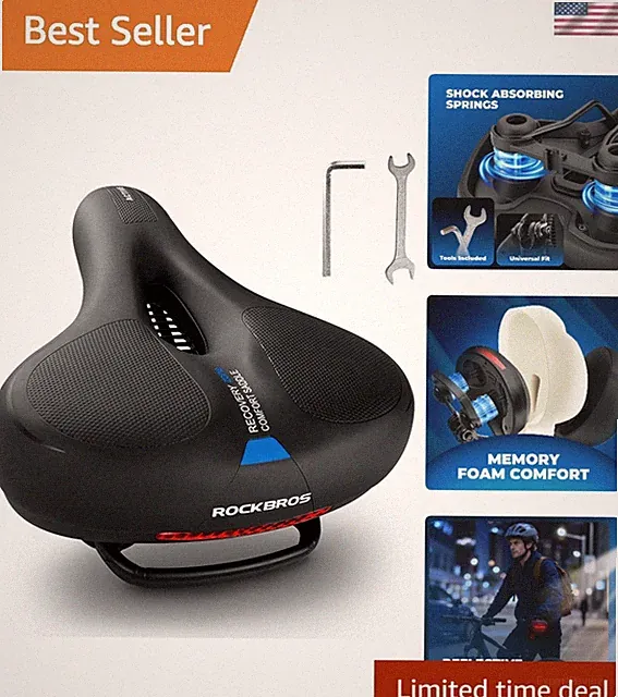 High-Density Memory Foam Bicycle Seat with Reflective Strip & Anti-Slip Design
