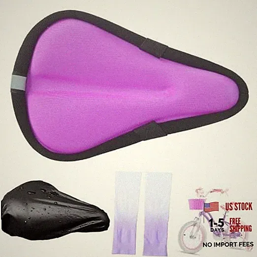 Kids Bicycle Seat Cushion Cover 9"x6",Gel Padded Bike Seat Cover for Purple