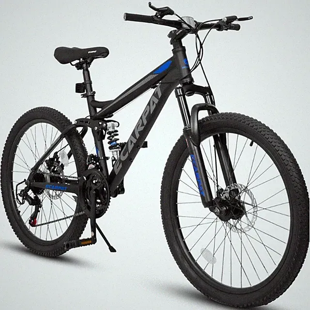 Mountain Bike 26'' Wheels, 21-Speed Full Suspension Trail Commuter Carbon Steel