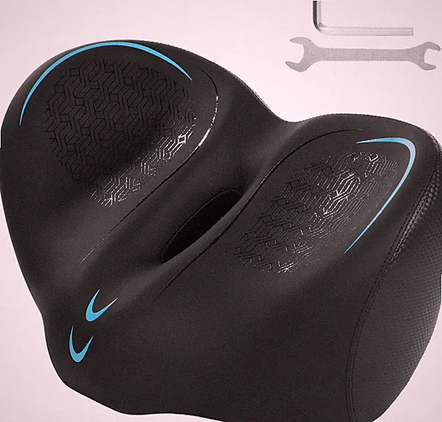 Noseless Oversized Bike Seat - Extra Wide Bicycle Seat Cushion, 13.4 X 9.8 In, C
