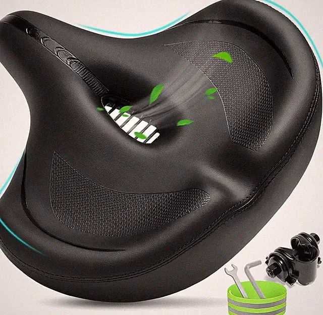 Oversized Bike Seat for Men & Women Comfort, Extra Wide Bicycle Seat Cushion, Co