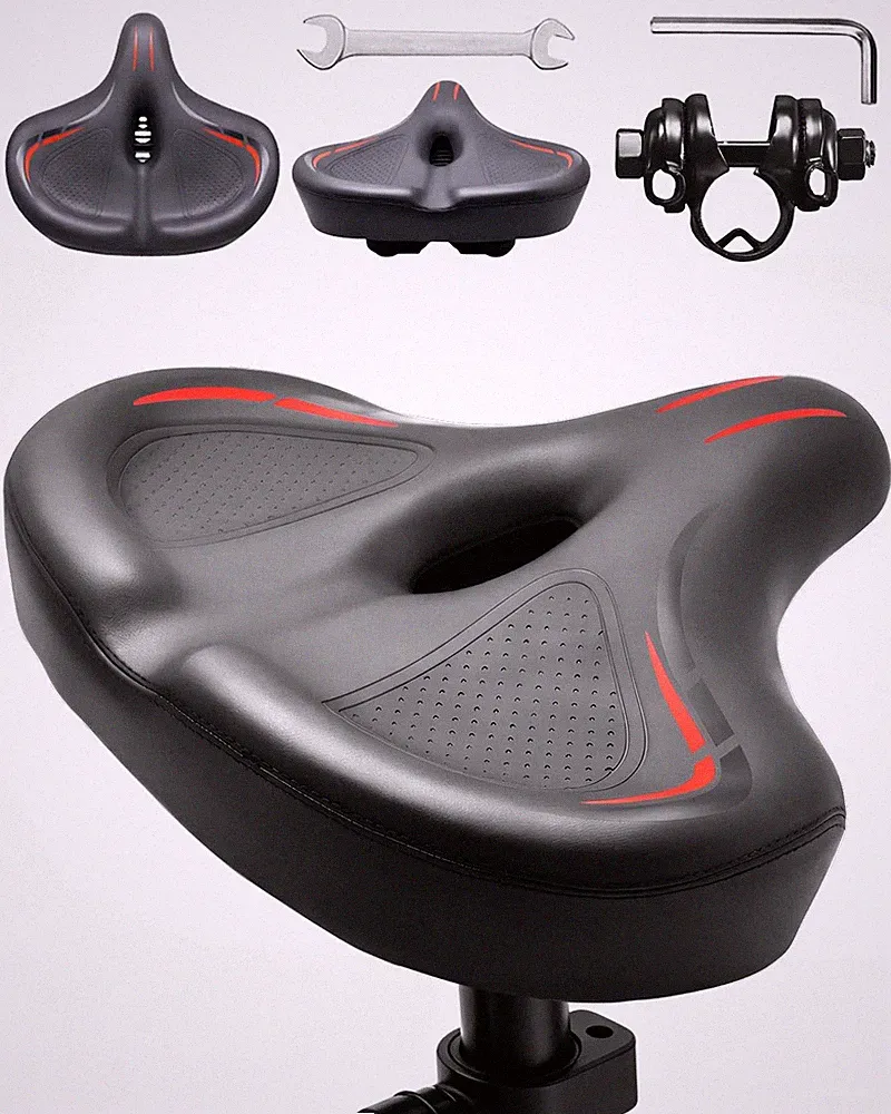 Oversized Comfort Bike Seat for Men & Women, 13" Extra Wide Soft Bicycle Sadd...