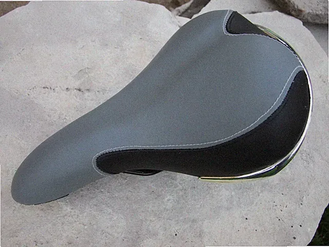 Padded Bicycle Seat/Saddle, Black/Grey Polyurethane Foam, NOS