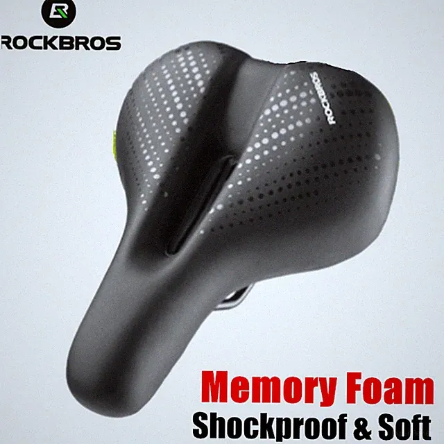 ROCKBROS Comfort Memory Foam Wide Bike Saddle Waterproof Bicycle Seat Cushion
