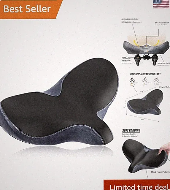 Waterproof Bicycle Seat - Oversized Memory Foam Comfort for Men & Women