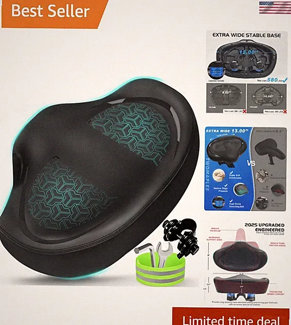 Waterproof Noseless Bike Seat Cushion for Men & Women - Ergonomic & Comfortable